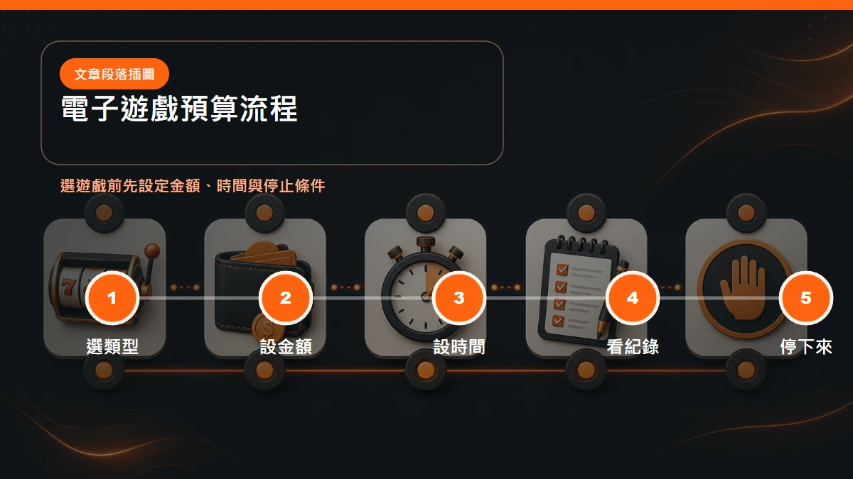 朕天下娛樂城電子遊戲預算流程:選類型、設金額、設時間、看紀錄、停下來