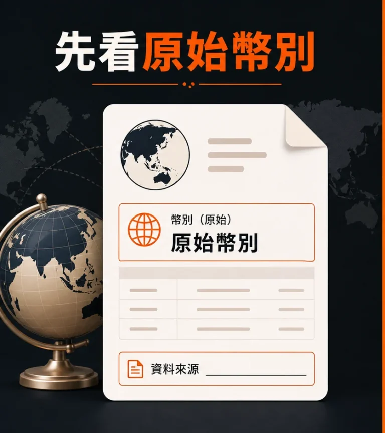 跨幣別與手續費資訊怎麼讀？匯率、平台費用與付款端費用的差別的閱讀順序示意