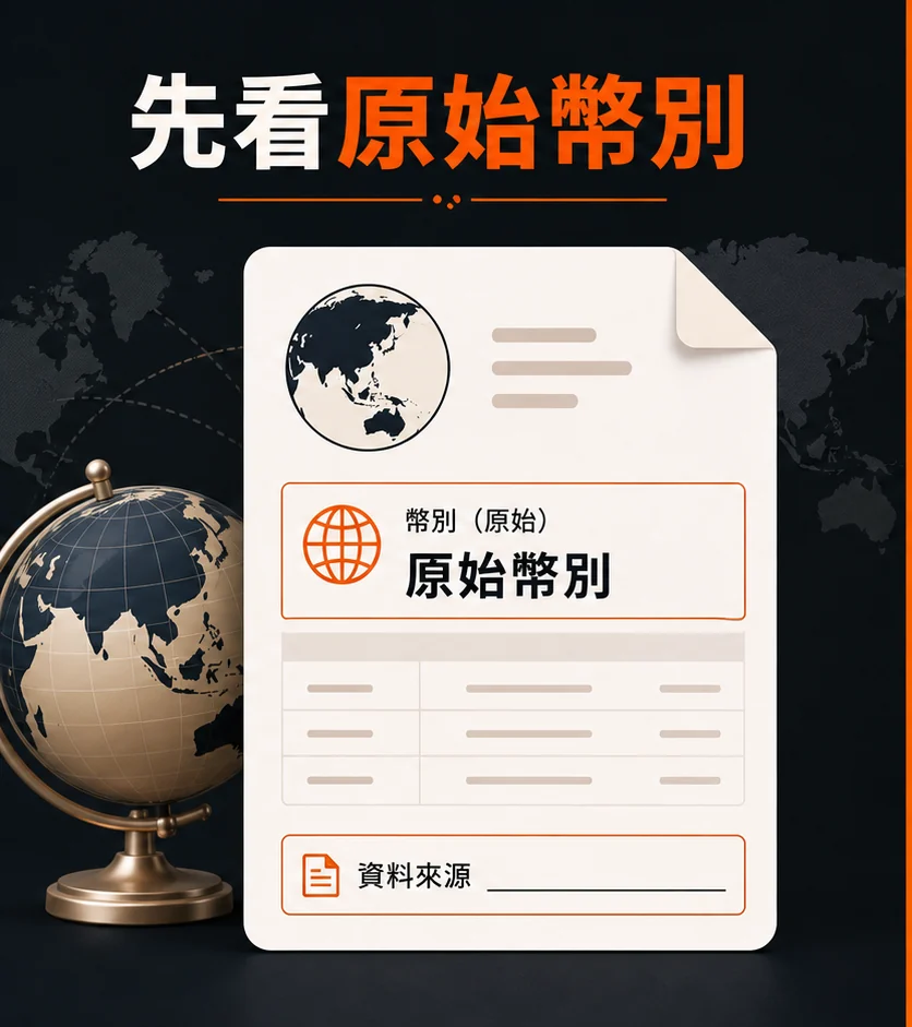 跨幣別與手續費資訊怎麼讀?匯率、平台費用與付款端費用的差別的閱讀順序示意
