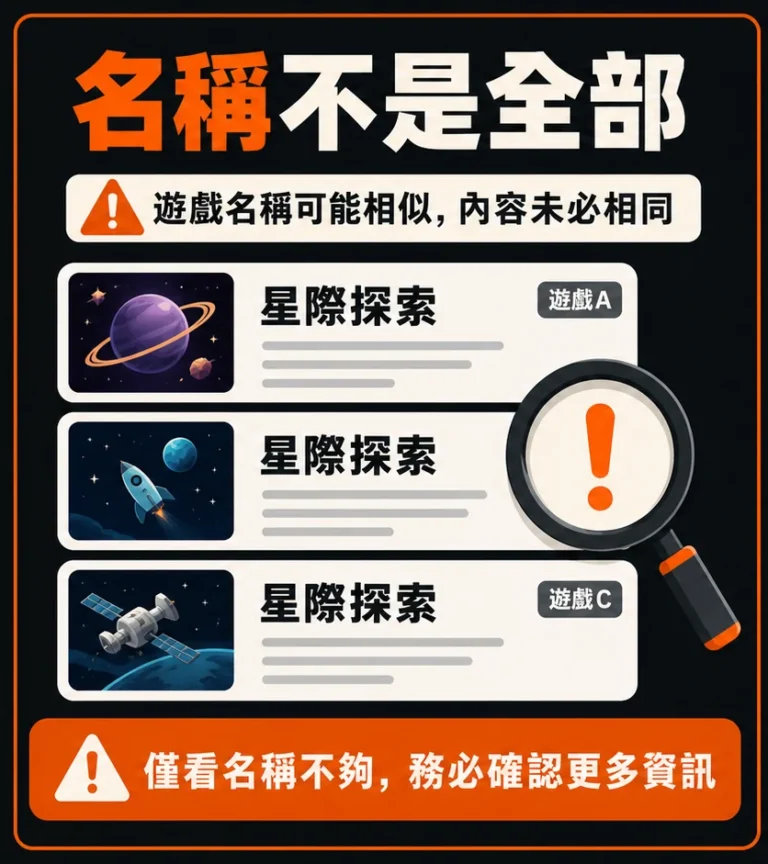 遊戲名稱、供應商與版本號怎麼核對?避免看錯規則頁的三步驟的閱讀順序示意